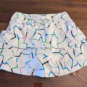 Athletes girl slightly worn tennis skirt